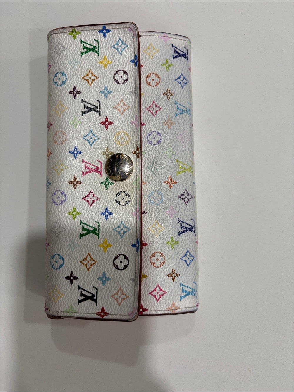 Designer-Inspired White Multicolor Monogram Wallet